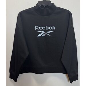 Reebok Vector Sweatshirt Mock Neck Women's SZ XL Black